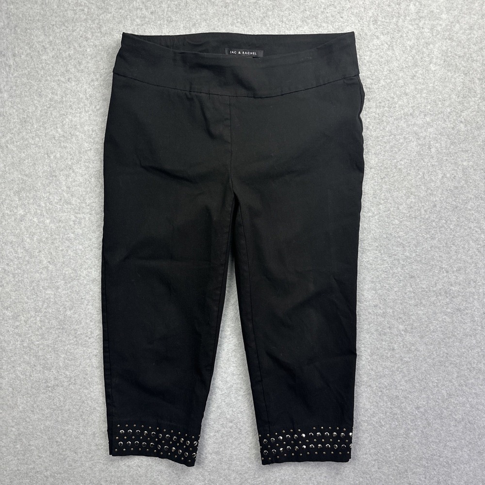 Zac And Rachel Womens Black Studded Cuff Capri Size 10